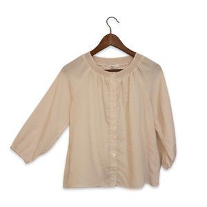 XXI Loose Fit 3/4 Sleeve Chiffon Button Up Peasant Blouse